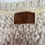 POL  Chunky Knit Cream Open Front Popcorn Cardigan Patch Pockets Cottage L NWOT Photo 1
