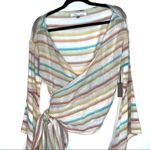 Lovers + Friends NEW Aaron Striped Wrap Top in Spring Rainbow $128 Photo 4