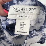 Rachel Zoe Size S Top Linen Back Button Detail Blouse Short Sleeve Tie Dye Blue Photo 2