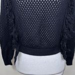 Mango MNG Open Knit Mesh Fringe Embellished Sweater Photo 2
