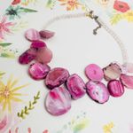Barse Pink Slice Agate & Rose Quartz Sterling Silver Necklace Photo 5