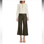 Antonio Melani Morgan Culotte High Rise Wide Leg Cropped Green Leather Pants NEW Photo 2