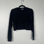 Aritzia Tna Women's Long Sleeve Waffle Crew Top Black‎ Sz XXS Black Photo 1