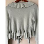 Forever 21 Seafoam Green Ruffle Trim Cropped Front Tie Cardigan Size Large Photo 5