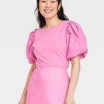 A New Day  Puff Sleeve Barbie Pink Top Photo 0