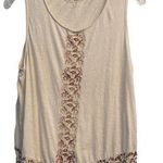 Lucky Brand  Embroidered White Cotton Tank Top L Photo 0