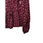 Aeropostale Maroon Floral Long Sleeve Corset Front Smocked Back Baby Doll Top S Photo 2