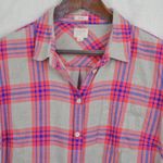 J.Crew Ladies' Button Up Plaid Flannel "Boy Fit" Collared Shirt XL Photo 5