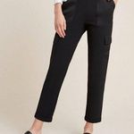 Anthropologie Maeve Delancey Satin-Trimmed Cargo Jogger Trouser Pant Black Small Photo 0