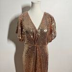 Revelry Rose Gold Sequin Dress Women 12 Sparkle Bling Formal Maxi Holiday Party Pink Photo 4