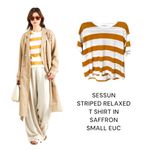 SESSUN RELAXED STRIPED T SHIRT TOP IN SAFFRON‎ SIZE SMALL EUC Yellow Photo 1