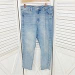 Topshop Moto Snap Leg High Rise Jeans Blue 32 Cropped Raw Hem Grunge Photo 13