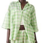 Urban Outfitters NWT Outfitter Out From Under Green White Checkered Button Front Shirt XS Photo 0
