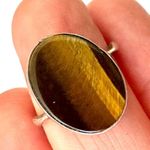 Vintage tigers eye sterling silver oval ring Brown Photo 1
