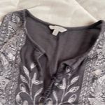 Lucky Brand  Charcoal Embroidered Blouse Photo 8