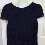 Suzi Chin for Maggy Boutique Navy Crocheted Short Sleeve Above the Knee Dress Blue Size 10 Photo 3