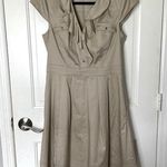 White House | Black Market Whbm ruffle front shirt dress with collar beige size 10 Photo 0
