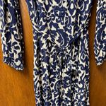 ZARA  Emilie Vicose Printed Damask Belted Midi Maxi Dress Blue Cream Medium M Photo 6