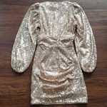 Maje NWT  Womens Rose Gold Disco Short Sequined Deep V Evening Dress Size 34 Photo 6