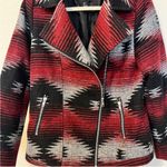 Forever 21 Aztec Western Print Red Black Biker Jacket Photo 1
