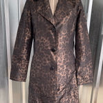 Ellen Tracy Y2K  Leopard Animal Print Lined Trench Rain Coat XS Photo 0