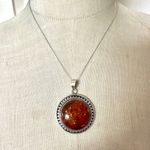 Amber Gemstone Pendant ā 925 Sterling Silver Setting, Natural Baltic Amber Jewel Photo 0