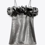 ZARA NWT  METALLIC SILVER VOLUMINOUS BODYCON DRESS SIZE S Photo 4