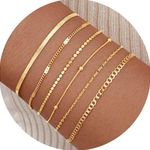 Gold Bracelets for Women, 14K Gold Plated Dainty Bracelets Set, Layered Chain Bracelets Pack Jewelry Photo 0