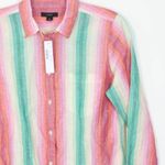 J.Crew  Womens Classic Linen Button Down Boy Shirt Rainbow Stripe Size 6 NWT Photo 1