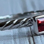 Garnet & Sterling Silver Rectangle Bezel Set 925 Ring Size 8 NEW! Red Photo 0