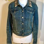 Holding Horses  Anthropologie Beaded Distressed Patch Western Denim Jacket Sz XS Photo 2