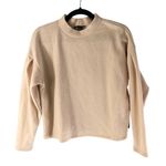 Kirious  Womens Sweater Pleated Sleeve Mock Neck Ribbed Knit Boxy Beige Size XS Photo 0