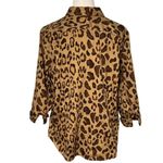 CHAPS XL Leopard Print Button Front Cotton Blouse Long Sleeve Safari Shirt Photo 2