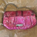 Betsey Johnson  fuchsia pink silver black patent clutch shoulder bag purse Photo 3
