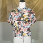Lily Star Cropped Tropical Button Down  Photo 0