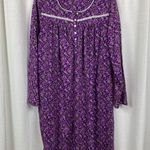 Eileen West Purple Floral Long Sleeve Short Nightgown Sz.L Size L Photo 0