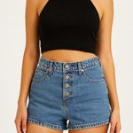 Jordache vintage Y2K 2000s retro  High-waisted, light blue, button fly denim shorts Photo 0