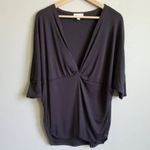 Silence + Noise URBAN OUTFITTERS  Dark Gray Stretch Jersey Twist in Time Knot Top Photo 3