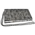 Sondra Roberts CLUTCH HANDBAG Silver Black Clutch Crossbody Faux Suede Purse Photo 8