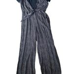Di Trevi Vintage 90s Gray Black Eclectic Animal Print Tie Front Funky Jumpsuit Size 12 Photo 0