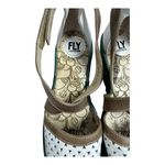Fly London White Brown Cutout Leather Wedge Sandals Women’s Size 40 US 8-8.5 Photo 8