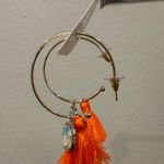 New Hoop Mini Tassel Earrings Orange Photo 2