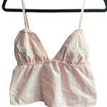 Embroidered Bow Babydoll Pink Cami Top Y2K Flirty Cherry Girl Festival Coquette Size L Photo 0