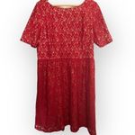 Adrianna Papell  Red Lace Fit and Flare Dress Photo 0