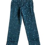 Tsumori Chiatso Cropped Length Slacks Pants Teal Print Trousers Size 10 Women's Green Photo 0