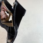 Naturalizer Black Patent Leather VTG Wedge Sandals Women 7M Open Toe Slingback Photo 3