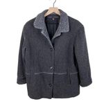 Fleet Street Women's Wool Pea Coat Grey Button Front Faux Sherpa Collar Medium Photo 0