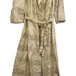 Vintage Handmade Brocade Duster Robe Gold Metallic Jacquard Belted Long Coat M Size M Photo 0