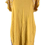 Umgee  Mustard Floral Sleeve Dress M Boho Ruffle Hem Cottagecore Style Photo 0