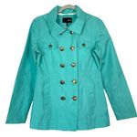 Hurley Double Breasted Rain Jacket Windbreaker Teal/Aqua Size Small Photo 2
